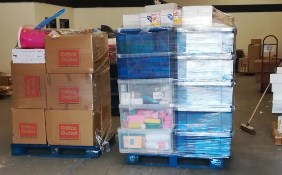 Warehouse items after commercial clearance service done by clearance experts